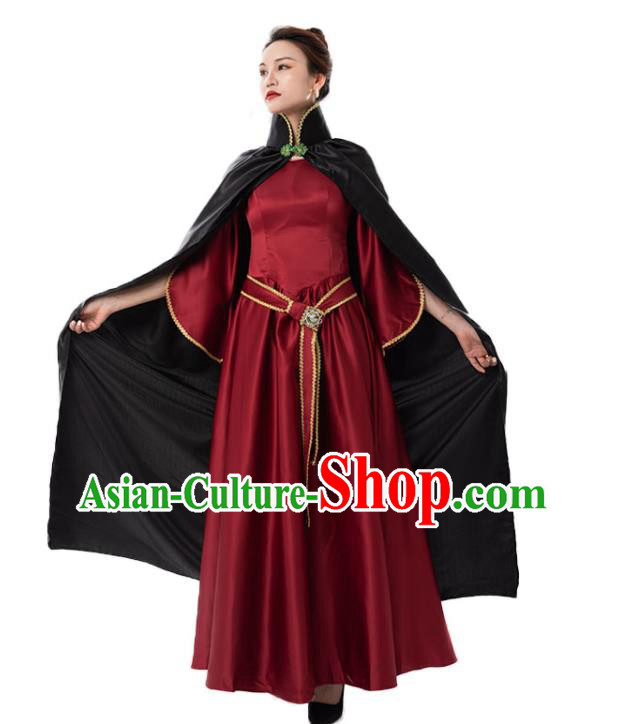 Top Cosplay Queen Garment Costumes Dancing Party Wine Red Dress Top Cosplay Queen Garment Costumes Dancing Party Wine Red Dress