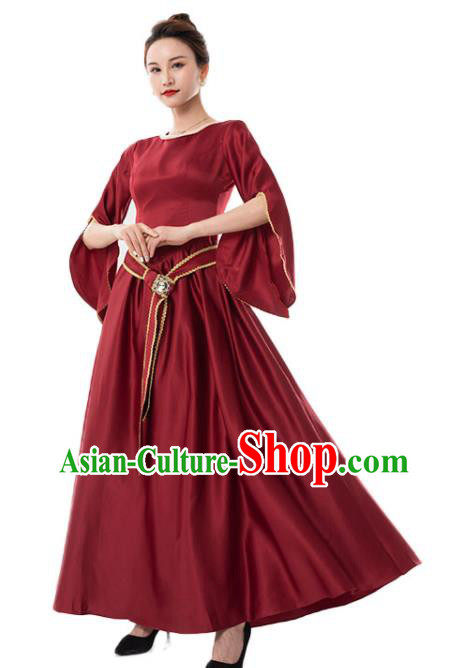 Top Cosplay Queen Garment Costumes Dancing Party Wine Red Dress Top Cosplay Queen Garment Costumes Dancing Party Wine Red Dress