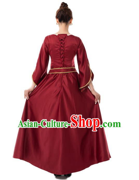Top Cosplay Queen Garment Costumes Dancing Party Wine Red Dress Top Cosplay Queen Garment Costumes Dancing Party Wine Red Dress