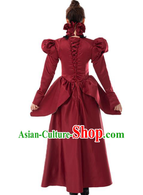 European Court Dancing Party Wine Red Dress Top Cosplay Queen Garment Costumes European Court Dancing Party Wine Red Dress Top Cosplay Queen Garment Costumes