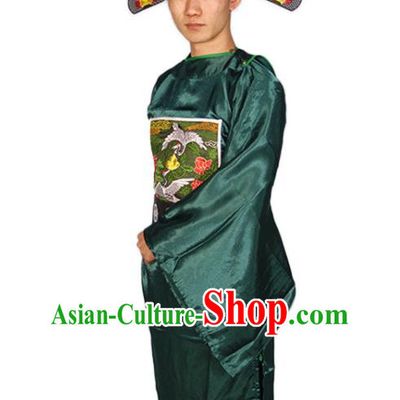 Chinese Traditional Official Clothing Ancient Chancellor Costumes Ming Dynasty Green Vestment