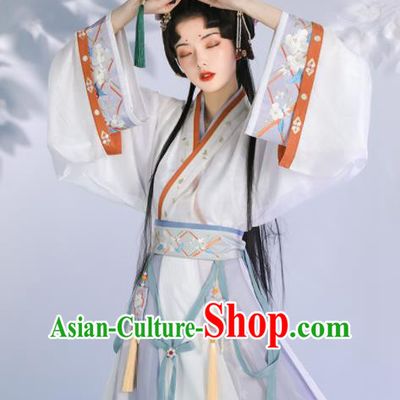 Chinese Traditional Embroidered Hanfu Dress Jin Dynasty Garment Costumes Ancient Palace Princess Clothing