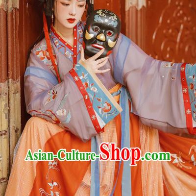 Chinese Traditional Embroidered Hanfu Dresses Jin Dynasty Princess Garment Costumes Ancient Palace Lady Clothing