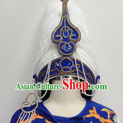 China Shaoxing Opera YOung Male Headwear Ancient Princess Beads Feather Hat Peking Opera Headpiece
