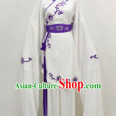 Chinese Shaoxing Opera Actress Clothing Peking Opera Diva Garment Costume Ancient Rich Lady White Dress