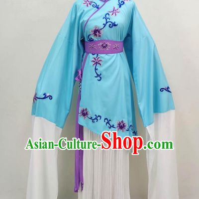 Chinese Ancient Rich Lady Blue Dress Shaoxing Opera Actress Clothing Peking Opera Diva Garment Costume