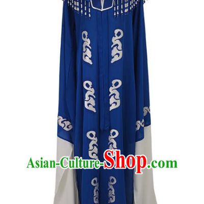 Chinese Shaoxing Opera Diva Clothing Peking Opera Actress Garment Costume Ancient Woman Dark Blue Cape