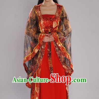 Chinese Tang Dynasty Costumes Ancient Dance Lady Clothing Traditional Court Red Dress Garments