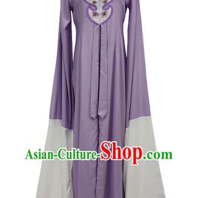 Chinese Ancient Distressed Woman Purple Dress Shaoxing Opera Actress Clothing Peking Opera Qin Xianglian Garment Costume
