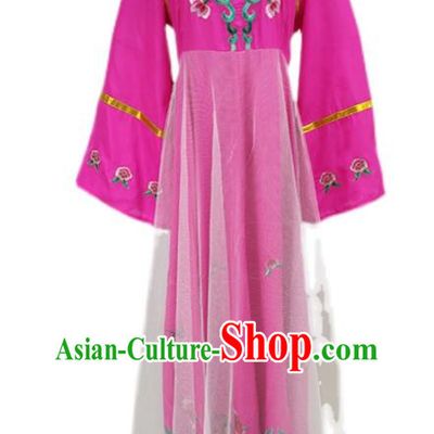 Chinese Peking Opera Xiaodan Garment Costume Ancient Palace Maid Magenta Dress Shaoxing Opera Servant Woman Clothing