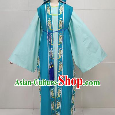 Chinese Ancient Scholar Blue Suit Shaoxing Opera Liang Shanbo Clothing Peking Opera Xiaosheng Garment Costume