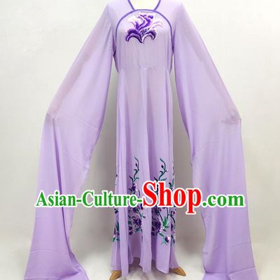 Chinese Huangmei Opera Palace Lady Clothing Ancient Servant Girl Costume Beijing Opera Diva Water Sleeve Violet Dress