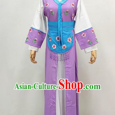Chinese Ancient Village Girl Costume Beijing Opera Hua Tan Purple Dress Huangmei Opera Actress Clothing