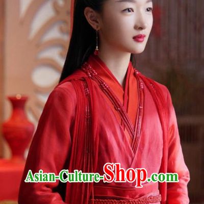 Chinese TV Series Ancient Love Poetry Hou Chi Wedding Garment Clothing Ancient Goddess Red Dress