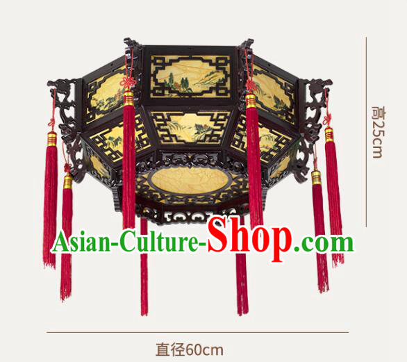 Chinese Traditional Ceiling Lamp Landscape Painting Ceiling Lantern Handmade Rosewood Lantern Chinese Traditional Ceiling Lamp Landscape Painting Ceiling Lantern Handmade Rosewood Lantern