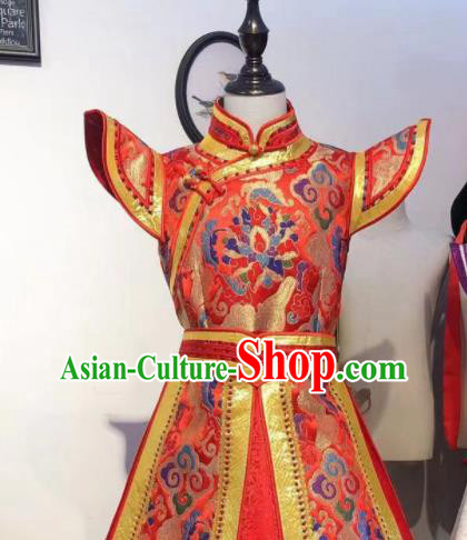 Chinese Mongol Nationality Garment Children Dance Mongolian Dress Folk Dance Costume Chinese Mongol Nationality Garment Children Dance Mongolian Dress Folk Dance Costume
