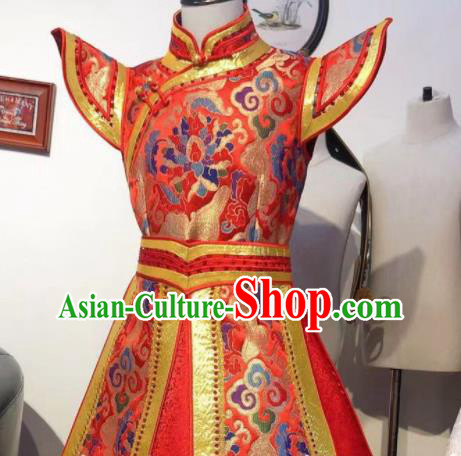 Chinese Mongol Nationality Garment Children Dance Mongolian Dress Folk Dance Costume Chinese Mongol Nationality Garment Children Dance Mongolian Dress Folk Dance Costume