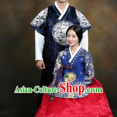 Top Korean Court Wedding Clothing Handmade Hanbok Bride and Groom Garment Costumes