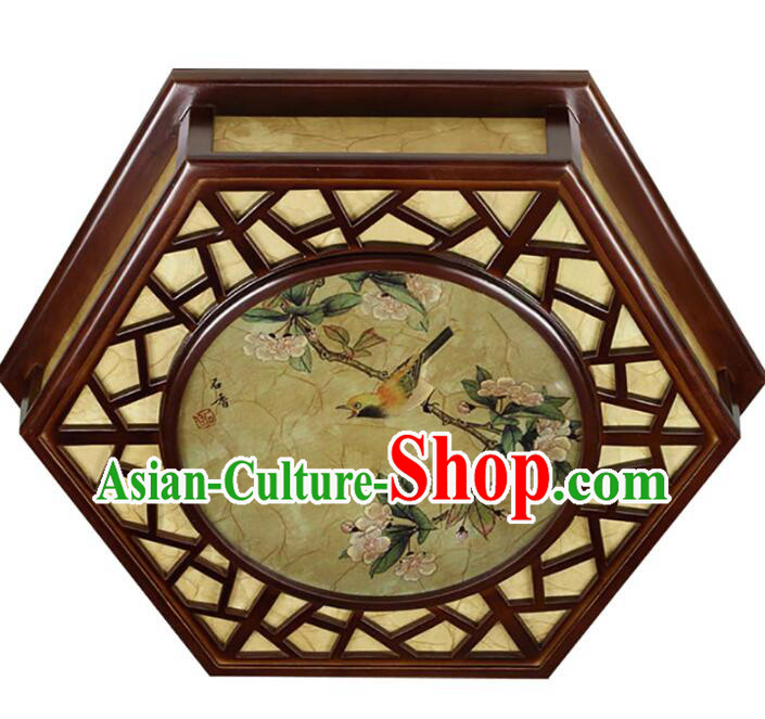 Chinese Handmade Wood Lantern Traditional Ceiling Parchment Lamp Painting of Birds and Flowers Lantern Chinese Handmade Wood Lantern Traditional Ceiling Parchment Lamp Painting of Birds and Flowers Lantern