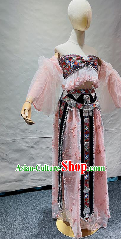 Chinese Va Nationality Costume Belly Dance Garment Folk Dance Clothing Chinese Va Nationality Costume Belly Dance Garment Folk Dance Clothing