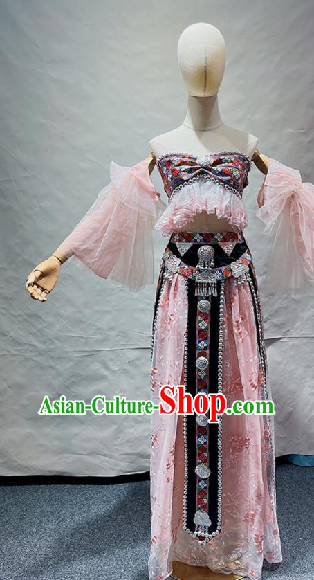 Chinese Va Nationality Costume Belly Dance Garment Folk Dance Clothing Chinese Va Nationality Costume Belly Dance Garment Folk Dance Clothing