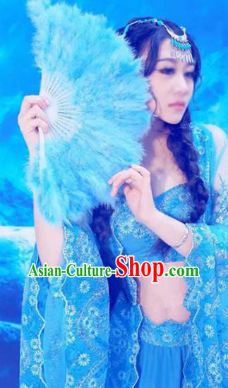 Chinese Ancient Dance Lady Blue Dress Costume Western Regions Beauty Clothing Chinese Ancient Dance Lady Blue Dress Costume Western Regions Beauty Clothing