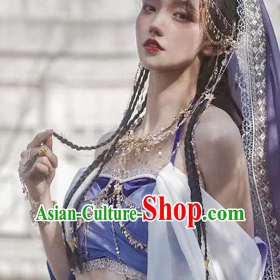 Chinese Classical Dance Clothing Ancient Ethnic Princess Purple Dress Costume