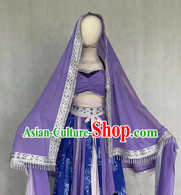 Chinese Classical Dance Clothing Ancient Ethnic Princess Purple Dress Costume Chinese Classical Dance Clothing Ancient Ethnic Princess Purple Dress Costume