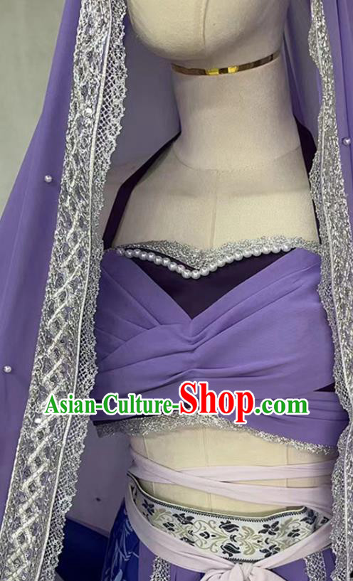 Chinese Classical Dance Clothing Ancient Ethnic Princess Purple Dress Costume Chinese Classical Dance Clothing Ancient Ethnic Princess Purple Dress Costume