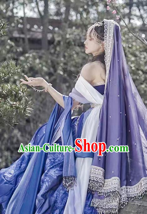 Chinese Classical Dance Clothing Ancient Ethnic Princess Purple Dress Costume Chinese Classical Dance Clothing Ancient Ethnic Princess Purple Dress Costume