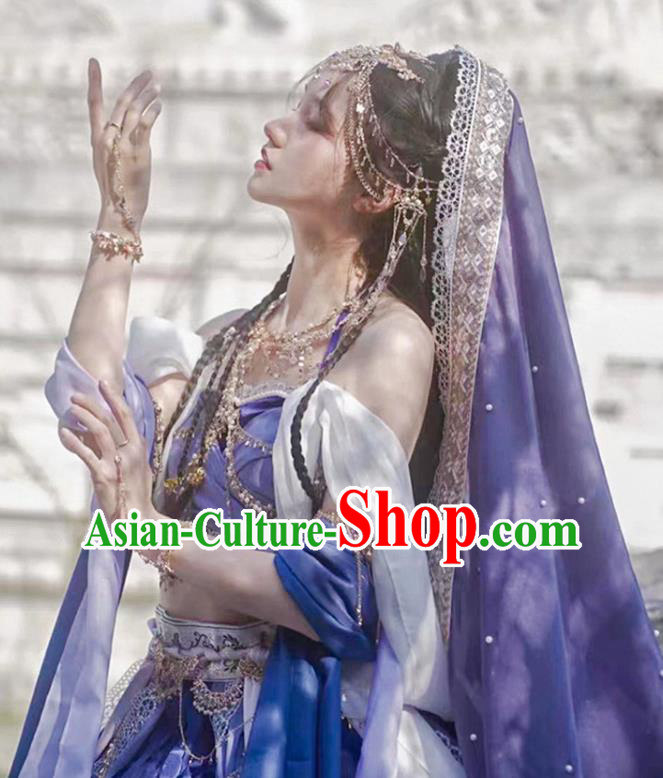 Chinese Classical Dance Clothing Ancient Ethnic Princess Purple Dress Costume Chinese Classical Dance Clothing Ancient Ethnic Princess Purple Dress Costume