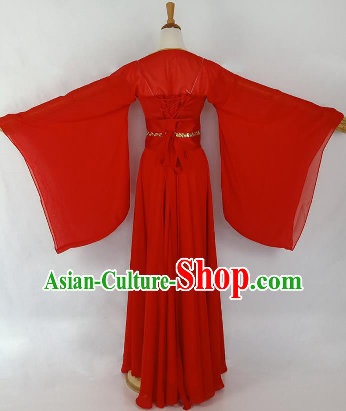 Chinese Tang Dynasty Empress Clothing Ancient Embroidered Red Dress Wedding Costume