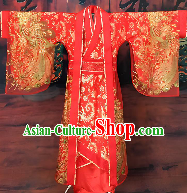 Chinese Wedding Costume Han Dynasty Empress Clothing Ancient Embroidered Red Dress Chinese Wedding Costume Han Dynasty Empress Clothing Ancient Embroidered Red Dress