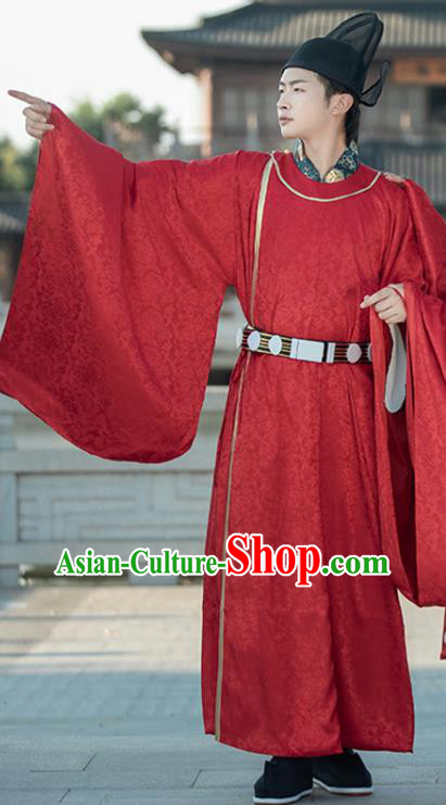 Chinese Song Dynasty Wedding Clothing Ancient Groom Red Robe Traditional Official Costume Chinese Song Dynasty Wedding Clothing Ancient Groom Red Robe Traditional Official Costume