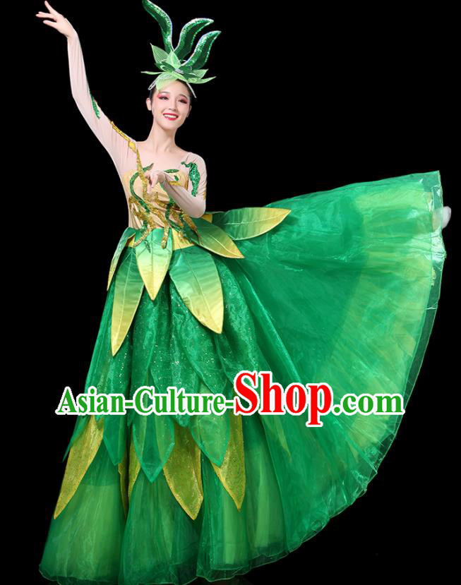 Chinese Spring Festival Gala Opening Dance Dress Modern Dance Clothing Green Leaf Costume Chinese Spring Festival Gala Opening Dance Dress Modern Dance Clothing Green Leaf Costume