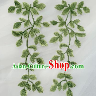 Top Embroidered Green Leaves Patch Garment Tree Branch Accessories