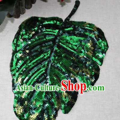Top Banana Leaf Patch Costume Green Sequins Accessories