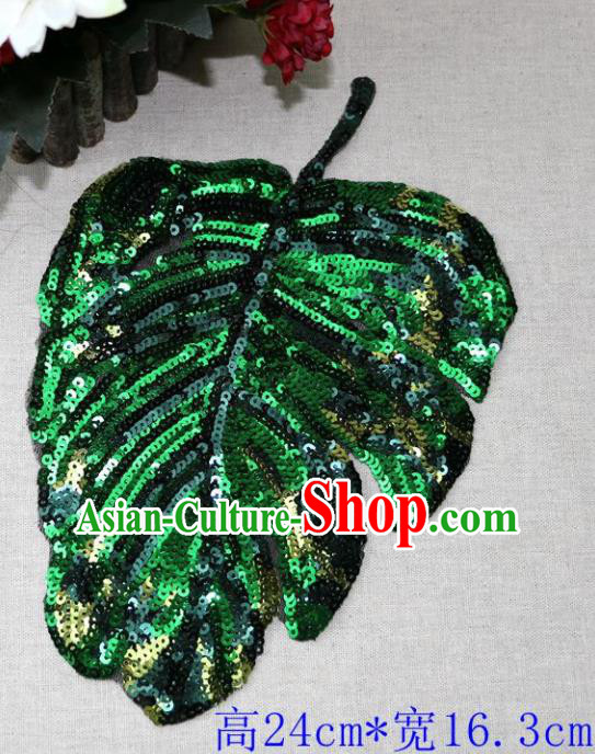 Top Banana Leaf Patch Costume Green Sequins Accessories Top Banana Leaf Patch Costume Green Sequins Accessories