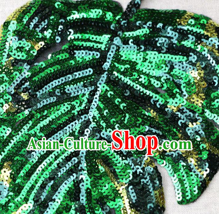 Top Banana Leaf Patch Costume Green Sequins Accessories Top Banana Leaf Patch Costume Green Sequins Accessories