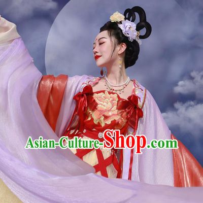 Chinese Ancient Moon Goddess Clothing Drama Chang E Fairy Journey to the West Beauty Garment Costumes