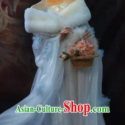 Chinese Drama Journey to the West Fox Fairy Costumes Traditional White Garment Clothing Ancient Princess Dresses