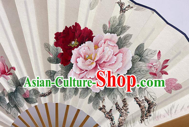 Chinese Traditional Wenge Folding Fans In Painting Peony Flowers Fan Handmade Paper Fan Chinese Traditional Wenge Folding Fans In Painting Peony Flowers Fan Handmade Paper Fan