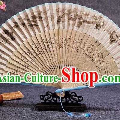 Chinese Handmade Silk Fan Traditional Folding Fans Painting Landscape Fan