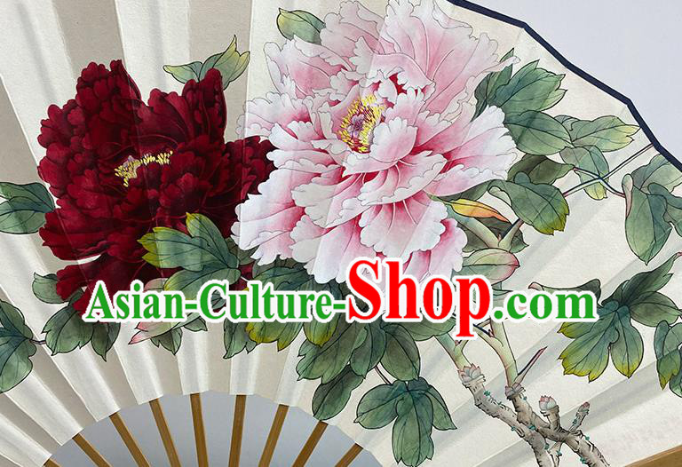Chinese Handmade Paper Fan Traditional Folding Fans In Painting Peony Fan Chinese Handmade Paper Fan Traditional Folding Fans In Painting Peony Fan