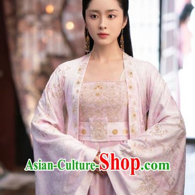 Chinese Traditional Pink Dress Garments Romantic TV Series One and Only Xing Hua Costume Ancient Princess Clothing