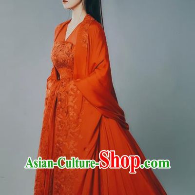 Chinese Traditional Red Wedding Dress TV Series One and Only Wen Shi Yi Costume Ancient Crown Princess Clothing