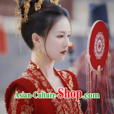 One and Only Chinese Ancient Bride Clothing Traditional Wedding Garments TV Series Prince Princess Cui Shi Yi Red Dress Costume