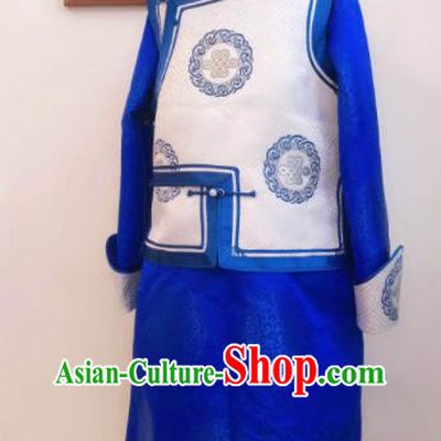 Chinese Mongolian Festival Clothing Ethnic Folk Dance Apparel Mongol Nationality Children Garment Costume