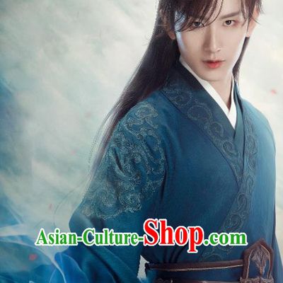 Chinese Ancient Swordsman Dark Green Clothing Wuxia TV Series Garment Costumes Love and Redemption Yu Si Feng Apparels