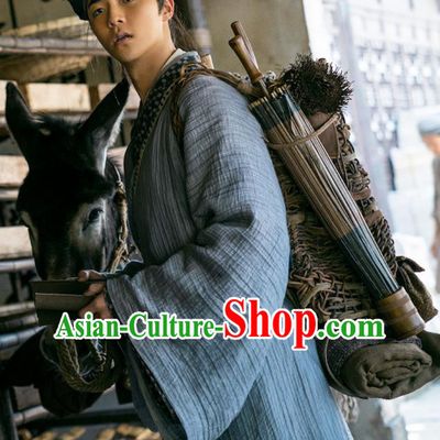 Chinese Ancient Scholar Costume Romance Movie Soul Snatcher Wang Zi Jin Clothing Traditional Civilian Garment and Headpiece